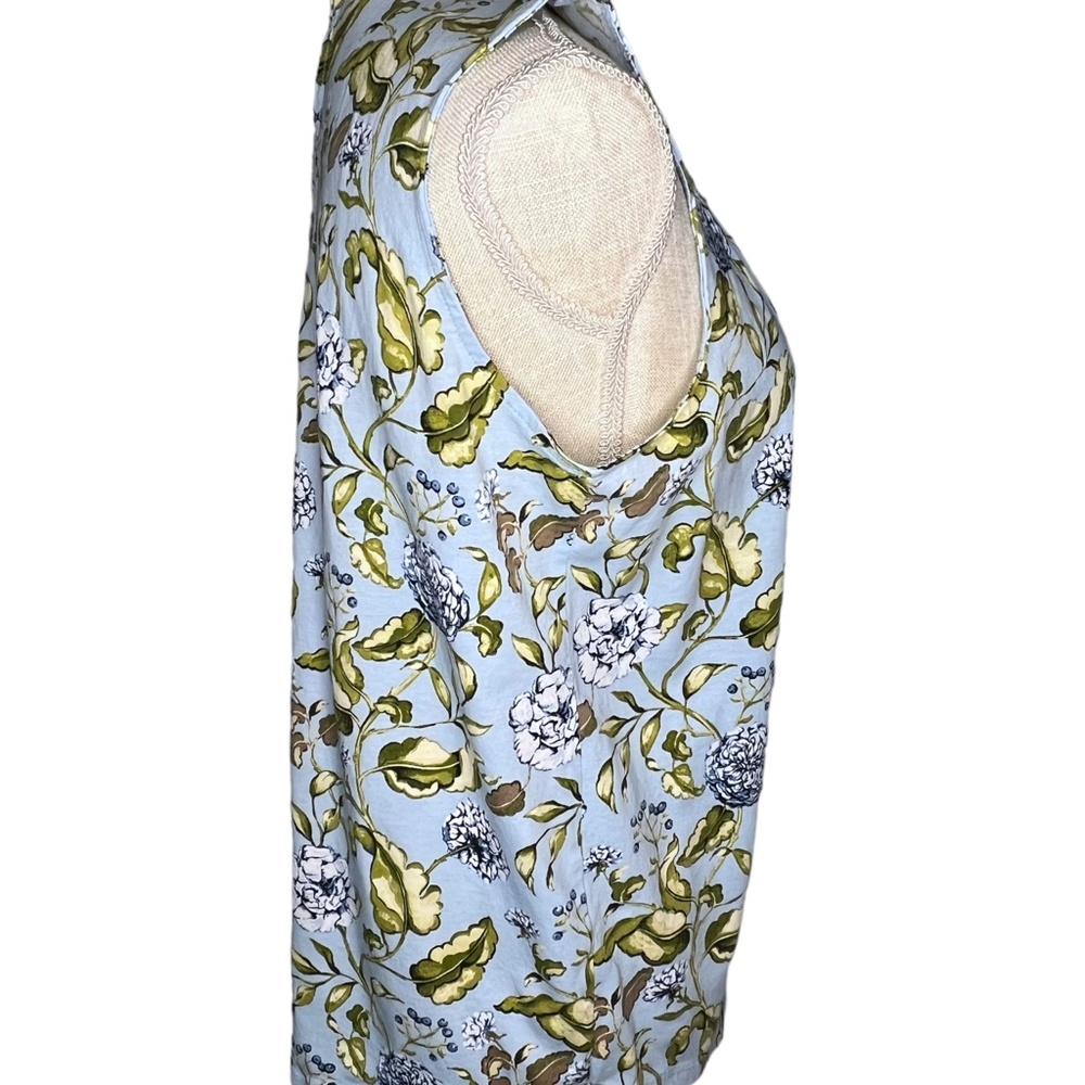 ANN TAYLOR FACTORY Blue Floral Ruffle Sleeveless Blouse - Picture 5 of 11